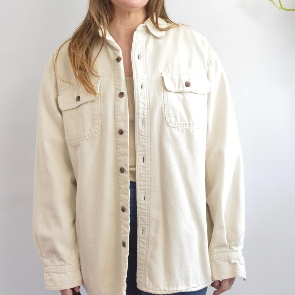 fleece lined cream cotton chore coat